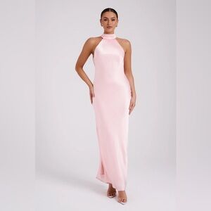 Satin Drape Back Maxi Dress - Rosewater